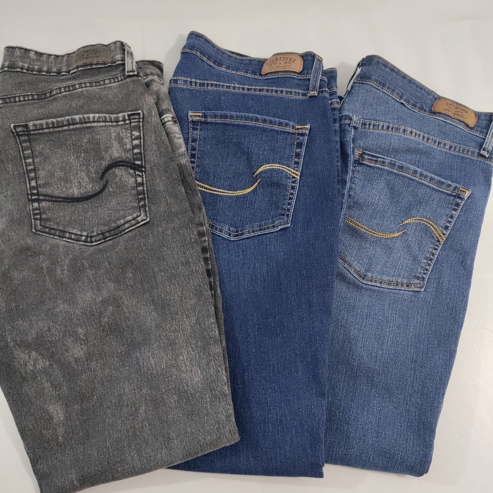 Levi's Signature Modern Straight Mid Rise Dark Wash Stretch Denim Jeans Size 14 - Picture 16 of 16